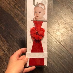 Baby Bling Bows red rhinestone flower